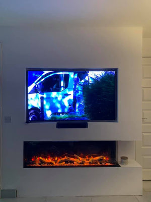 Advanced Fires 1300 Panoramic Widescreen HD 3 Sided Media Wall Fire