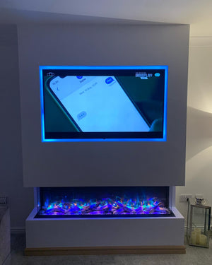 Advanced Fires 1300 Panoramic Widescreen HD 3 Sided Media Wall Fire
