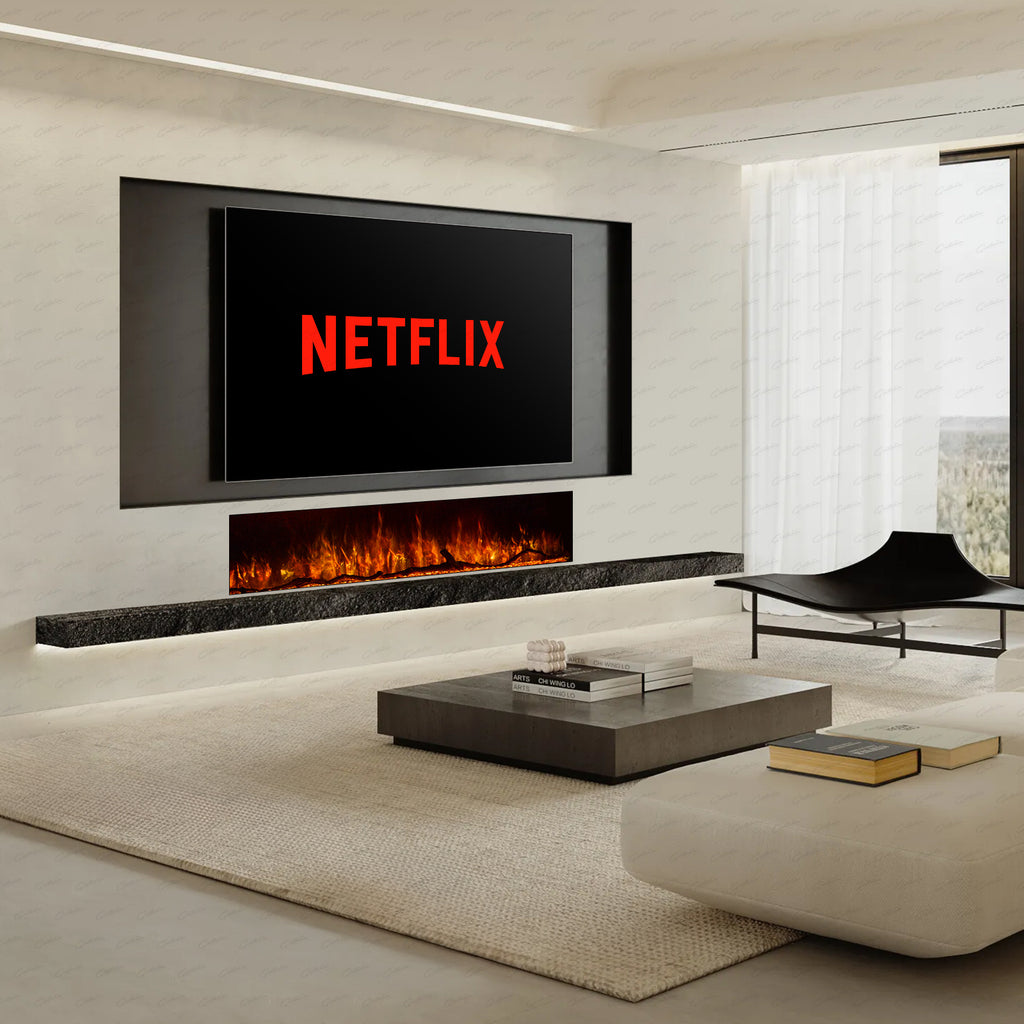 Clarendon Borderless Full Glass Media Wall Electric Fire Insert
