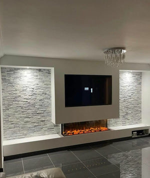 Advanced Fires 1300 Panoramic Widescreen HD 3 Sided Media Wall Fire