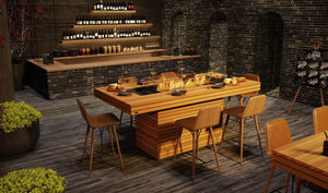 EcoSmart Fire Gin 90 Bar Teak Bioethanol Fire Table