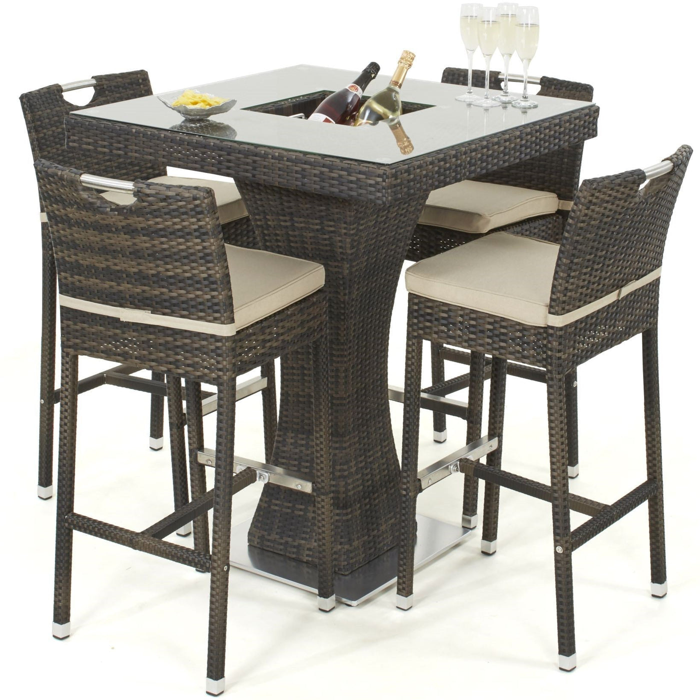 Rattan bar set with ice bucket hot sale