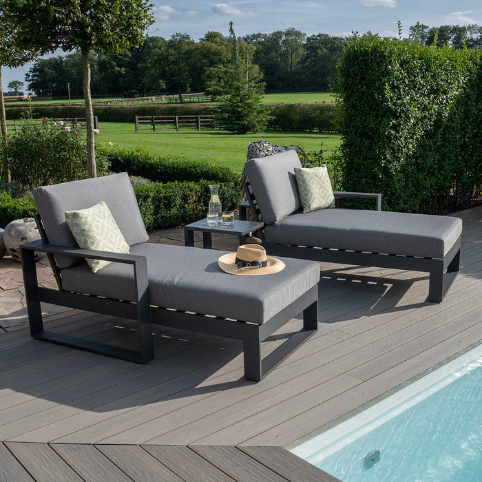 Maze Amalfi Double Sunlounger Set with Side Table