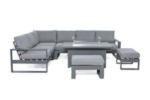 Maze Amalfi Large Corner Dining with Rectangular Fire Pit Table