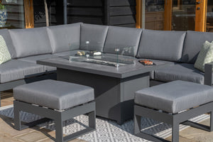 Maze Amalfi Large Corner Dining with Rectangular Fire Pit Table