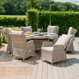 Maze Cotswold Reclining 6 Seat Round Dining Set  (with woven Lazy Susan)