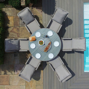 Maze Cotswold Reclining 6 Seat Round Dining Set  (with woven Lazy Susan)