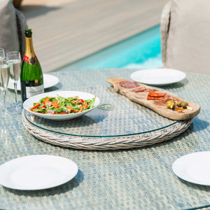 Maze Cotswold Reclining 6 Seat Round Dining Set  (with woven Lazy Susan)