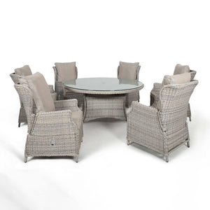 Maze Cotswold Reclining 6 Seat Round Dining Set  (with woven Lazy Susan)