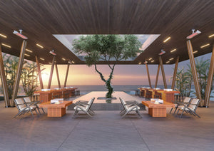 EcoSmart Fire Gin 90 Bar Teak Bioethanol Fire Table