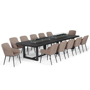 Maze Zest 12 Seat Rectangular Fire Pit Dining Set
