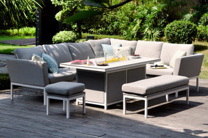 Maze Pulse Left Handed Rectangular Corner Dining Set with Fire Pit