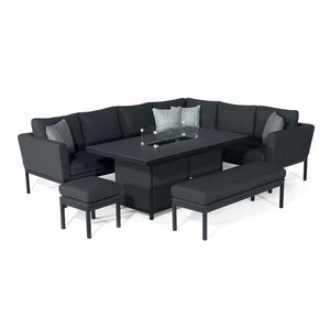 Maze Pulse Left Handed Rectangular Corner Dining Set with Fire Pit
