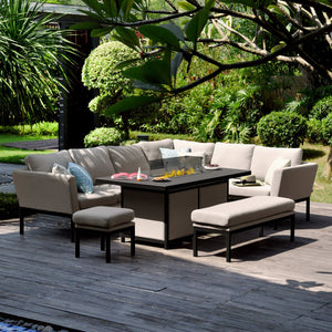 Maze Pulse Left Handed Rectangular Corner Dining Set with Fire Pit