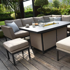 Maze Pulse Left Handed Rectangular Corner Dining Set with Fire Pit