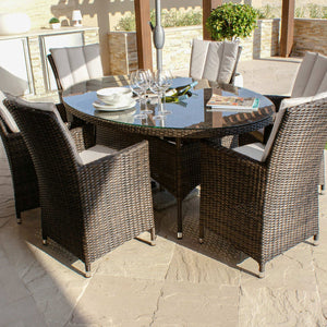 Maze LA 6 Seat Oval Ice Bucket Dining Set with Lazy Susan