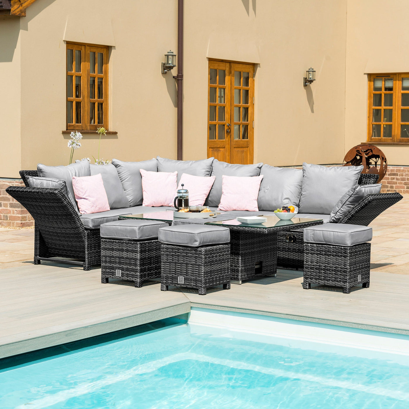 Maze Henley Corner Dining Set with Rising Table ExpertFires