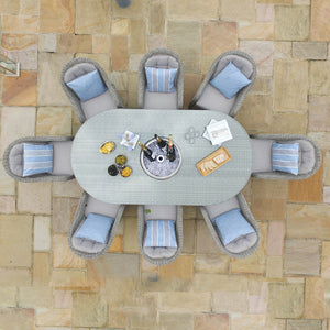 Maze Oxford 8 Seat Oval Ice Bucket Dining Set with Heritage Chairs and Lazy Susan