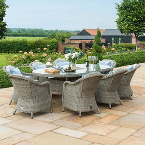 Maze Oxford 8 Seat Oval Ice Bucket Dining Set with Heritage Chairs and Lazy Susan