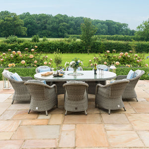 Maze Oxford 8 Seat Oval Ice Bucket Dining Set with Heritage Chairs and Lazy Susan