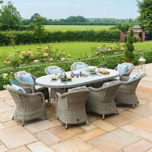 Maze Oxford 8 Seat Oval Ice Bucket Dining Set with Heritage Chairs and Lazy Susan