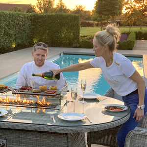 Maze Oxford 8 Seat Oval Fire Pit Dining Set with Heritage Chairs