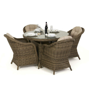 Maze Winchester 4 Seat Round Dining Set with Heritage Chairs