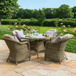 Maze Winchester 4 Seat Round Dining Set with Heritage Chairs