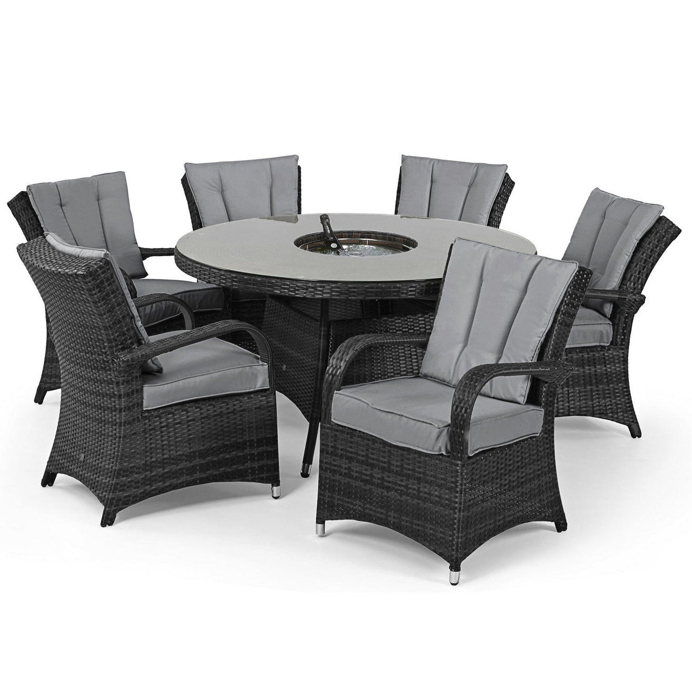 Maze Texas 6 Seat Round Ice Bucket Dining Set with Lazy Susan