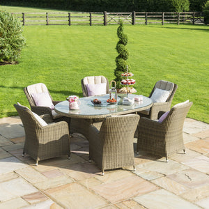 Maze Winchester 6 Seat Oval Ice Bucket Dining Set with Venice Chairs and Lazy Susan