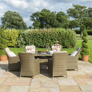 Maze Winchester 6 Seat Oval Ice Bucket Dining Set with Venice Chairs and Lazy Susan