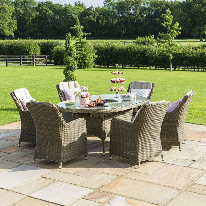 Maze Winchester 6 Seat Oval Ice Bucket Dining Set with Venice Chairs and Lazy Susan