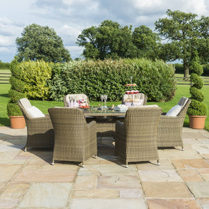 Maze Winchester 6 Seat Oval Ice Bucket Dining Set with Venice Chairs and Lazy Susan