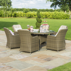 Maze Winchester 6 Seat Oval Ice Bucket Dining Set with Venice Chairs and Lazy Susan