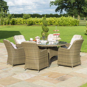 Maze Winchester 6 Seat Oval Ice Bucket Dining Set with Venice Chairs and Lazy Susan