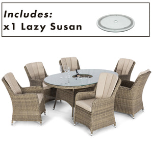 Maze Winchester 6 Seat Oval Ice Bucket Dining Set with Venice Chairs and Lazy Susan