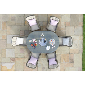 Maze Winchester 6 Seat Oval Ice Bucket Dining Set with Venice Chairs and Lazy Susan