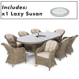 Maze Winchester 8 Seat Oval Ice Bucket Dining Set with Heritage Chairs and Lazy Susan