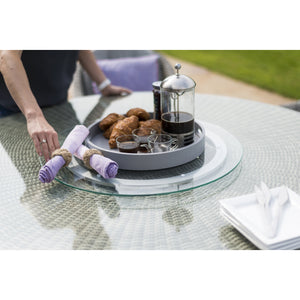 Maze Winchester 6 Seat Oval Ice Bucket Dining Set with Venice Chairs and Lazy Susan
